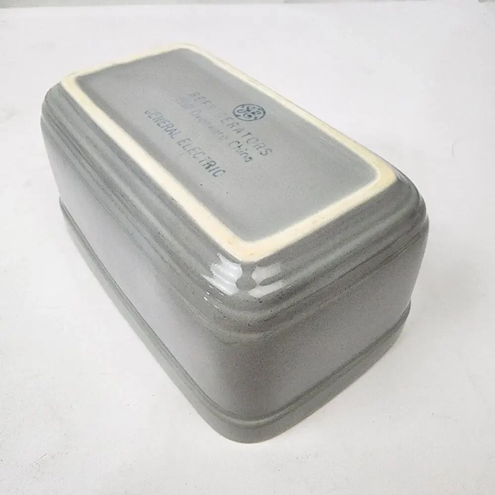 General Electric Refrigerator Covered Dish by Hall China Ohio Gray & Yellow